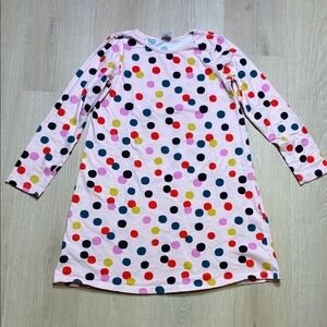 Hanna Andersson Holiday Print Multicolor Polka Dot Long Sleeve Dress Petal Pink